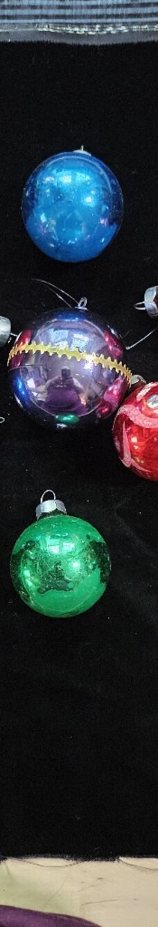 Vintage Shiny Metallic Christmas Ornament Set - Blue, Purple, Green, Red Rauch